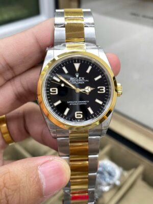 Rolex Explorer 124273 SS/YG Plated Black Dial 36mm Oyster Super Clone