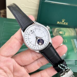 Alternative view of Rolex Cellini 316L Steel White Dial 39mm Leather AAA Replica