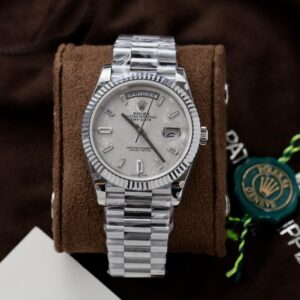 Alternative view of Rolex Day-Date 904L Steel Meteorite Dial With Diamonds 40mm Super Clone