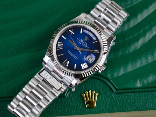 Alternative view of Rolex Day-Date 228239 904L Steel Ombre Blue Dial 40mm Super Clone