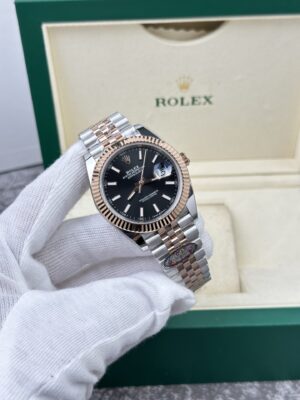 Alternative view of Rolex Datejust 126331 SS/RG Plated Black Dial 41mm Jub Super Clone