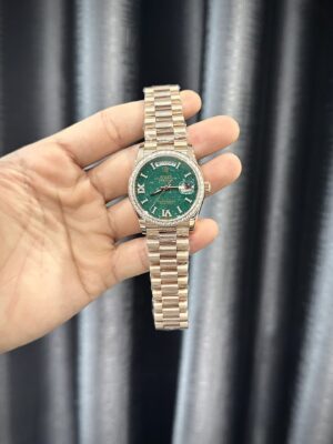 Alternative view of Rolex Day-Date 128235 RG Plated Green Dial With Diamonds 36mm Super Clone
