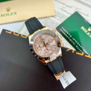 Alternative view of Rolex Daytona 116515LN YG Plated Pink Dial CZ Diamonds 40mm Oysterflex Super Clone