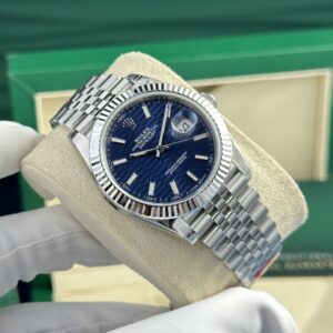 Alternative view of Rolex Datejust 126334 904L Steel Blue Motif Dial 41mm Jub Super Clone