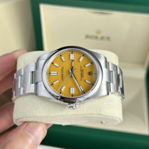Rolex Oyster Perpetual 124300 904L Steel Yellow Dial 41mm Oyster Super Clone