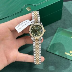 Alternative view of Rolex Datejust SS/YG Plated Green Dial CZ Diamonds 31mm Jub Super Clone