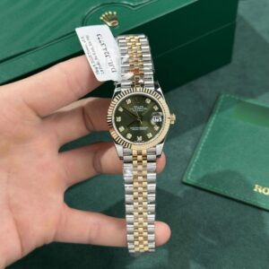 Rolex Datejust SS/YG Plated Green Dial CZ Diamonds 31mm Jub Super Clone