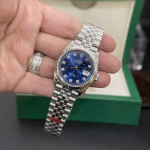 Alternative view of Rolex Datejust 126234 904L Steel Blue Motif Dial CZ Diamonds 36mm Jub Super Clone