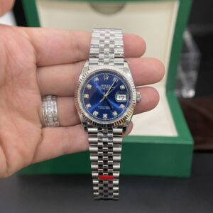 Rolex Datejust 126234 904L Steel Blue Motif Dial CZ Diamonds 36mm Jub Super Clone