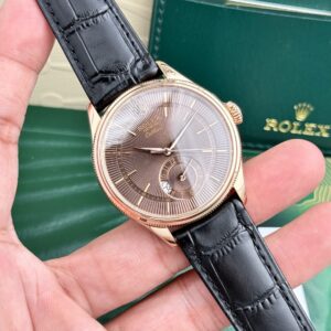 Alternative view of Rolex Cellini 50525 RG Plated Chocolate Dial 39mm Leather AAA Replica