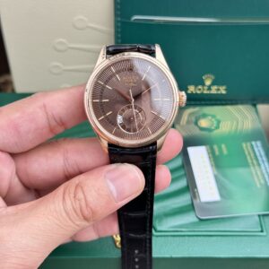 Rolex Cellini 50525 RG Plated Chocolate Dial 39mm Leather AAA Replica