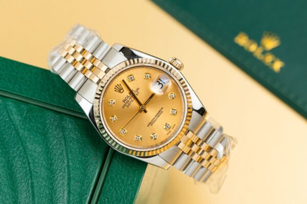 Alternative view of Rolex Datejust 126233 SS/YG Plated Champagne Dial CZ Diamonds 36mm Jub Super Clone