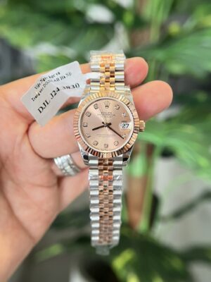 Rolex Datejust SS/RG Plated Pink Dial CZ Diamonds 31mm Jub Super Clone