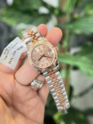 Alternative view of Rolex Datejust SS/RG Plated Pink Dial CZ Diamonds 31mm Jub Super Clone