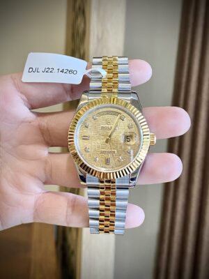 Rolex Day-Date SS/YG Plated Champagne Dial CZ Diamonds 40mm Jub Super Clone