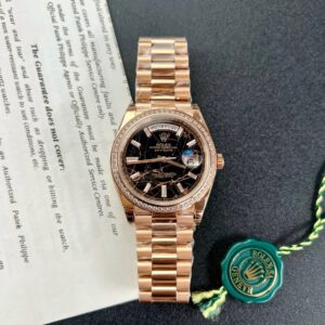 Rolex Day-Date RG Plated Eisenkiesel Dial With Diamonds 40mm Super Clone