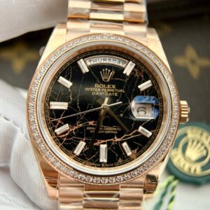 Alternative view of Rolex Day-Date RG Plated Eisenkiesel Dial With Diamonds 40mm Super Clone