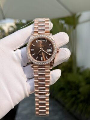 Rolex Day-Date 228345RBR RG Plated Chocolate Dial With Diamonds 40mm Super Clone