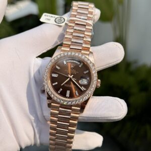 Alternative view of Rolex Day-Date 228345RBR RG Plated Chocolate Dial With Diamonds 40mm Super Clone