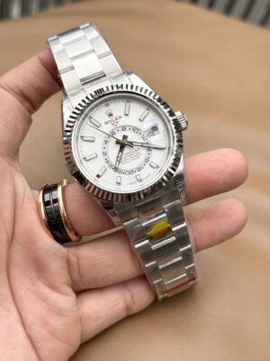 Alternative view of Rolex Sky-Dweller 326934 316L Steel White Dial 42mm Oyster AAA Replica