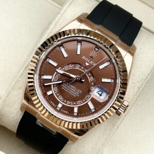 Alternative view of Rolex Sky-Dweller 336235 RG Plated Chocolate Dial 42mm Oysterflex AAA Replica