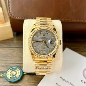 Rolex Day-Date YG Plated Meteorite Dial CZ Diamonds 36mm Super Clone