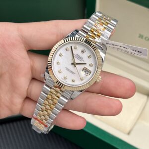 Alternative view of Rolex Datejust SS/YG Plated MOP Dial CZ Diamonds 41mm Jub Super Clone
