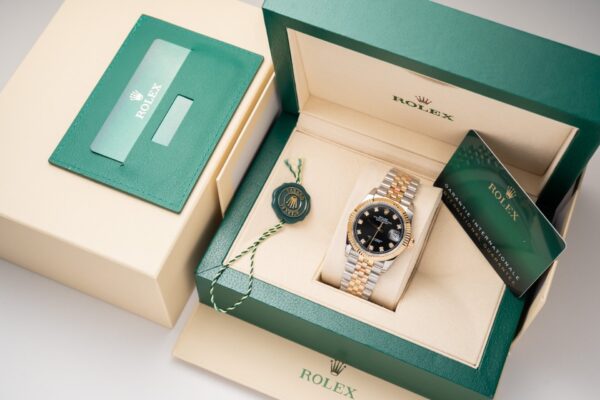 Alternative view of Rolex Datejust SS/RG Plated Black Dial CZ Diamonds 36mm Jub Super Clone