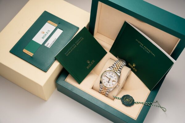 Alternative view of Rolex Datejust SS/YG Plated MOP Dial CZ Diamonds 36mm Jub Super Clone