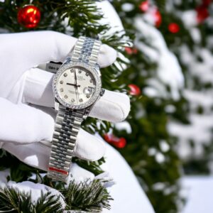 Alternative view of Rolex Datejust 316L Steel White Dial With Diamonds 31mm Jub AAA Replica