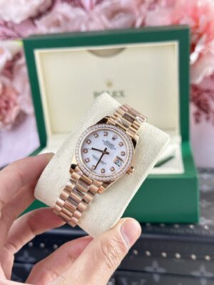 Alternative view of Rolex Datejust 278285 RG Plated MOP Dial CZ Diamonds 31mm AAA Replica