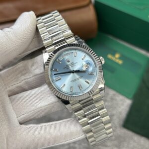 Alternative view of Rolex Day-Date 228236 904L Steel Ice Blue Dial CZ Diamonds 40mm Super Clone
