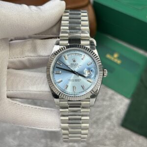 Rolex Day-Date 228236 904L Steel Ice Blue Dial CZ Diamonds 40mm Super Clone