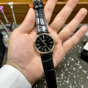 Rolex Cellini 50505 RG Plated Black Dial 39mm Leather AAA Replica