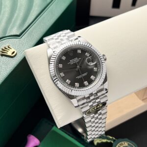 Alternative view of Rolex Datejust 126334 904L Steel Black Dial CZ Diamonds 41mm Jub Super Clone