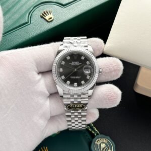 Rolex Datejust 126334 904L Steel Black Dial CZ Diamonds 41mm Jub Super Clone