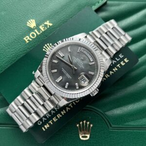 Alternative view of Rolex Day-Date 316L Steel Dark MOP Dial CZ Diamonds 40mm AAA Replica
