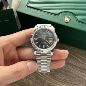 Rolex Day-Date 316L Steel Dark MOP Dial CZ Diamonds 40mm AAA Replica