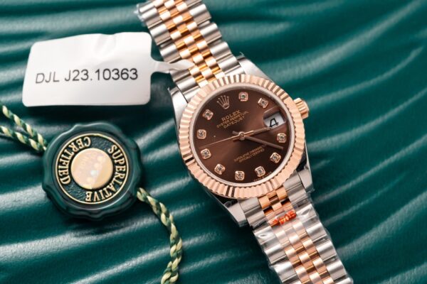 Alternative view of Rolex Datejust SS/RG Plated Chocolate Roman Numeral Dial 31mm Jub Super Clone