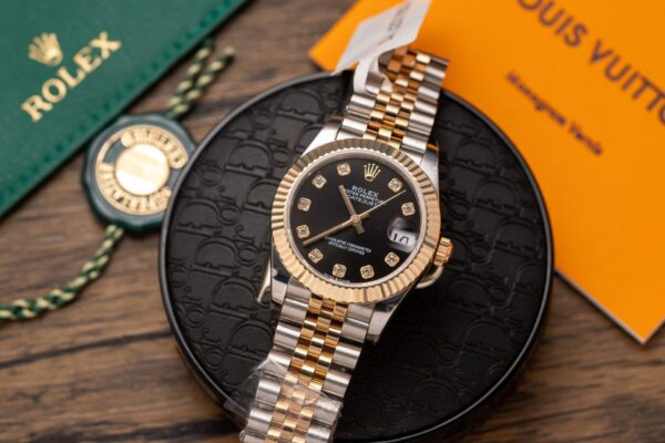 Rolex Datejust SS/YG Plated Black Dial CZ Diamonds 31mm Jub Super Clone