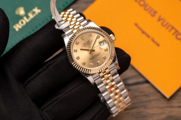 Alternative view of Rolex Datejust SS/YG Plated Gold Dial CZ Diamonds 31mm Jub Super Clone