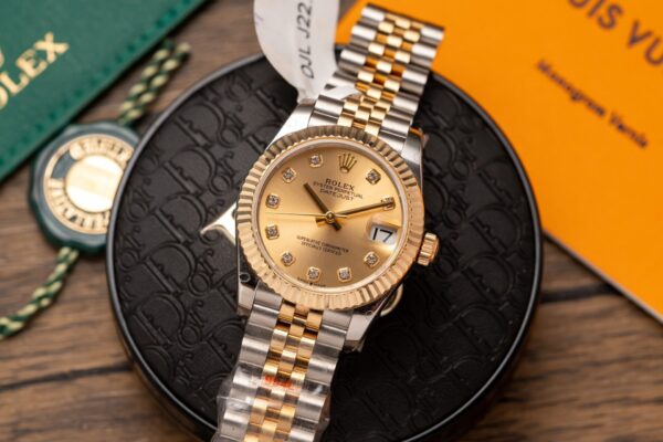 Rolex Datejust SS/YG Plated Gold Dial CZ Diamonds 31mm Jub Super Clone