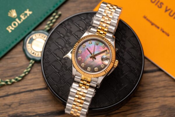 Alternative view of Rolex Datejust 278273 SS/YG Plated Dark MOP Dial CZ Diamonds 31mm Jub AAA Replica