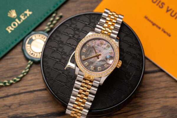 Alternative view of Rolex Datejust 278273 SS/YG Plated Dark MOP Dial Bezel Diamonds 31mm Jub AAA Replica