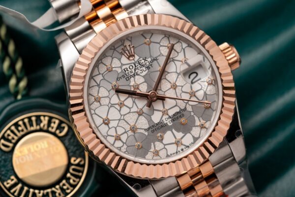 Alternative view of Rolex Datejust 278273 SS/RG Plated Silver Dial CZ Diamonds 31mm Jub Super Clone