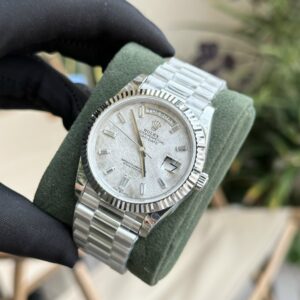 Alternative view of Rolex Day-Date 316L Steel Meteorite Dial CZ Diamonds 40mm GMF Replica