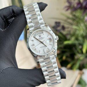 Rolex Day-Date 316L Steel Meteorite Dial CZ Diamonds 40mm GMF Replica
