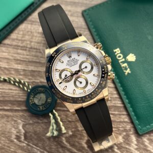 Rolex Daytona YG Plated White Dial 40mm Oysterflex Super Clone