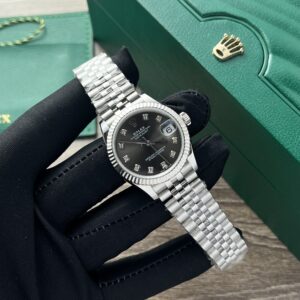 Alternative view of Rolex Datejust 316L Steel Black Dial CZ Diamonds 31mm Jub AAA Replica