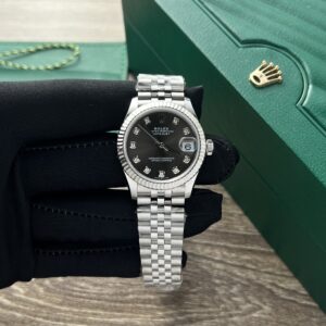 Rolex Datejust 316L Steel Black Dial CZ Diamonds 31mm Jub AAA Replica